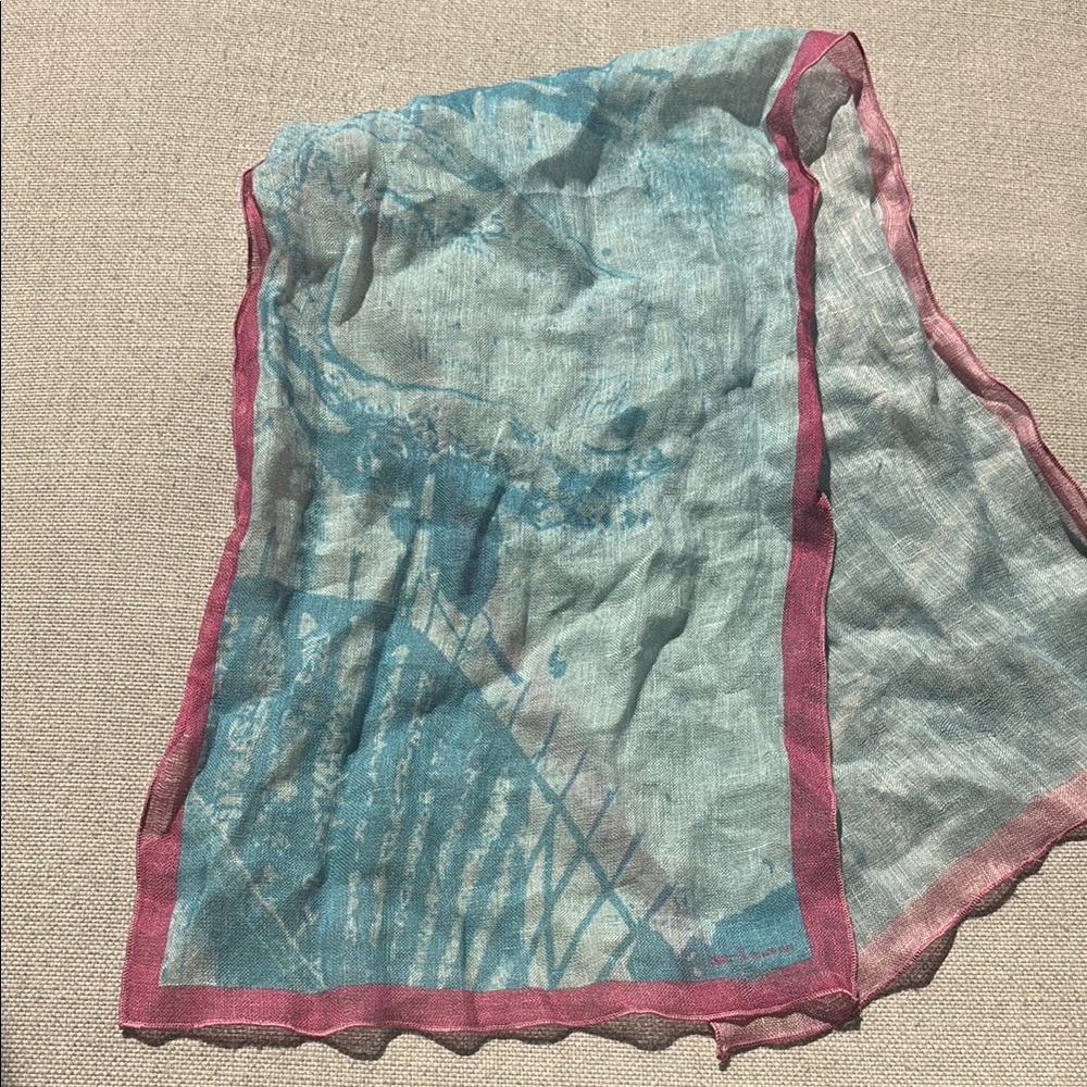 Kiton Blue and Pink Scarf